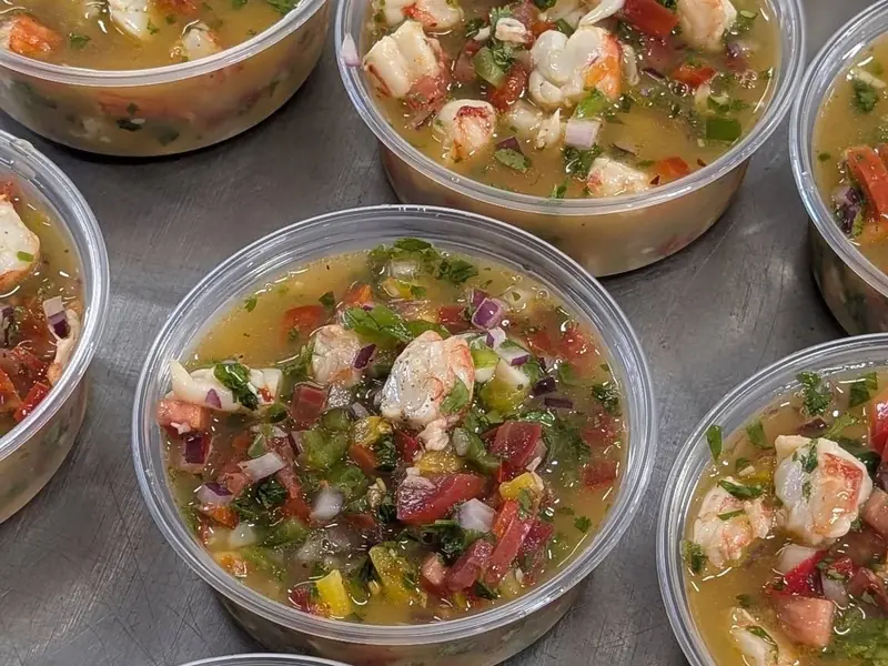 Cups of our shrimp ceviche