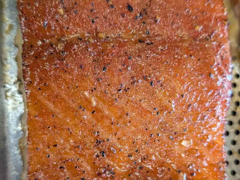 Bourbon brown sugar maple smoked salmon